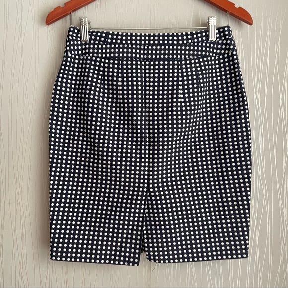 The Limited Navy Blue & White Polka Dot Pencil Skirt Womens size 0 Ribbon Belt - Picture 7 of 10